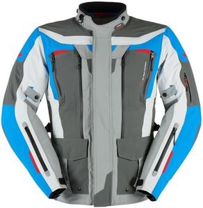 Furygan Men's Voyager 3C-3 Laminated Layers Motorbike Jacket Touring & Adventure-CE EPI Certified-All Seasons-Breathable-Waterproof-High end-Top Performance, Blue-Charcoal, 4XL