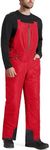 FREE SOLDIER Men's Insulated Waterproof Snow Bibs Ski Overalls(Urban Red,XL/32L)