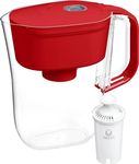 Brita 6 Cup Filter Pitcher with Smart Light Indicator, Reduces Chlorine taste and odour from Tap Water, Filters 151 Litres, Denali, Red