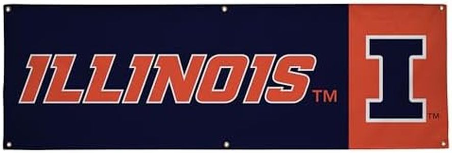 Illinois Fighting Illini College Sports Printed Outdoor Banner - NCAA Licensed - Durable Vinyl - School Banner (Navy Blue, Orange) (2' x 6')