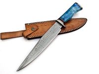 BK-3041 Handmade 15.00 Inches Damascus Steel Hunting Knife -Beautiful Rose Wood Handle Handle With Damascus Gard/pommel