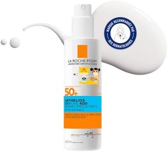 La Roche-Posay, Anthelios UVMune 400 Dermo-Pediatrics, Crème Solaire Très Haute Protection SPF50+, Enrichie en Beurre de Karité, Visage et Corps, Peaux Sensibles, Format Spray, 200 ml
