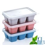 Mini Ice Cube Trays for Freezer with Easy-Release Silicone Bottom, Small Ice Cube Molds with Lid for Cocktail, 3 Pack