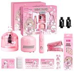 Magicwand Battery Operated Pencil Sharpener,Electric Eraser,Vacuum Cleaner Stationery Set with 10 Eraser Refills for Kids,Adults for Home Office School【Flamingo Pink】