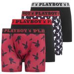 Playboy Mens Underwear 4 Pack Boxers for Men Gifts for Men Boxer Briefs, Red, Blk, Large