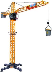 Dickie Toys 201139013 Giant Electric Toy Crane Remote Controlled for Ages 3+ 100 cm High with Load Hook, Winch, Bucket and Shovel Online Version, Multi-Coloured