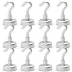 THCMAG Magnetic Hooks, Magnetic Key Holder with Super Strong Neodymium Rare Earth Magnet for BBQ,Grill, Keys, Cruise, Curtain Rod, Fridge, Indoor Outdoor(Pack of 12)