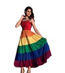 Visionbyankita's Rainbow Smocked Tiered Dress for Women's (Medium)