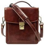 Time Resistance Small Leather Briefcase - Messenger Bag - Crossbody Bag - Italian Leather Bag for Men - Gift Box Included