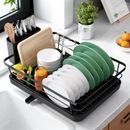 Kitsure Dish Drying Rack 12x15.5Black Steel with Cutlery Holder for Home Kitchen