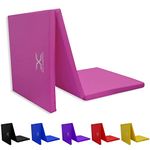 MAXSTRENGTH Gymnastics Tri Folding Exercise Mats 6ft Long – Non Slip - High Density 5cm Thick Foam - Soft PU Leather - Carry Handles - Gym Yoga Pilates Floor Workout Equipment (Pink)