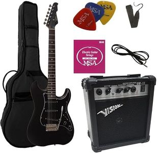 ELEKTROGITARRE MATT SCHWARZ- E-GITARRE - IM SET MIT 20WATT VERSTÄRKER - TASCHE - BAND - SAITEN - 3xPIK
