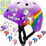 Unicorn Helmet for Kids 3-5 5-8 8-14 Toddler Helmet Adjustable Bicycle Helmet Kids Bike Helmet for Skateboarding Cycling Roller Skating Balance Bike Skating Scooter Purple