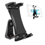 IPad Tripod Mount Adapter 360 Degree Rotatable Universal Tablet Clamp Holder for iPad Pro 12.9 11 10.5, iPad Air Mini, Surface Tab, Galaxy Tab and 3.5 to 13.5in Phone Tablet, for Tripod, Monopod