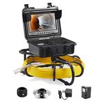 VEVOR Sewer Camera, 165 ft/50 m, 9" Screen Pipeline Inspection Camera with DVR Function, Waterproof IP68 Camera w/12 Adjustable LEDs, w/a 16 GB SD Card for Sewer Line, Home, Duct Drain Pipe Plumbing