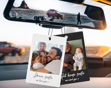 GPCZERBH Personalized Photo Car Hanging Ornaments, Custom Picture Rearview Mirror Acrylic Pendant, Car Decoration Accessories, Personalized Car Gifts