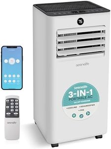 SereneLife 7,000 BTU Portable Air Conditioner 3‑in‑1 with Wi‑Fi Control – Cooling, Dehumidifier & Fan – Cools Rooms up to -15 m² (2.05 kW) – Remote Control & Window Kit