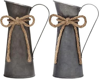 Belle Vous Vase Vintage à Fleurs en Métal (Lot de 2) - L8,3 x H20 cm - Pot à Lait Shabby Vintage Chic Galvanisé - Pot Lait Zinc Décoratif pour Décoration de Maison/Mariage et Plantes