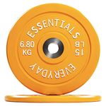 BalanceFrom Color Coded Olympic Bumper Plate Weight Plate with Steel Hub, 15LB Pair