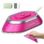 Newbealer Mini Travel Iron with Dual Voltage 220V/120V, Small Iron for Clothes (No Steam), Ceramic Soleplate, 150 °C Heat Press Machine with Spray Bottle, Bag and Silicone Stand, Hot Pink