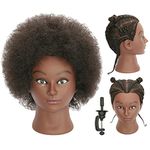 LOHXINHAIR Human Hair Mannequin Head Kinky Curly Manikin Cosmetology Doll Heads with Stand for Display Practice Braiding Styling Training Coloring Bleaching Dyeing Curling Cutting Updos