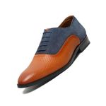 LOUIS STITCH Men's Handmade British Tan Derby Formal Shoes Italian Leather Lace Up Shoes for Men (EUDTSUTN) (Size- 6 UK)