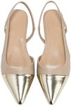 OYOANGLE Women's Two Tone Pointed Toe Slingback Flats Summer Casual Dressy Shoes Apricot 10.5