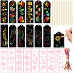 Bookmarks for Children, 68 Pack Scratch Art Bookmarks, Kids Bookmark, Rainbow Scratch Bookmarks, Make Your Own Bookmark for Girls Boys Kids Class