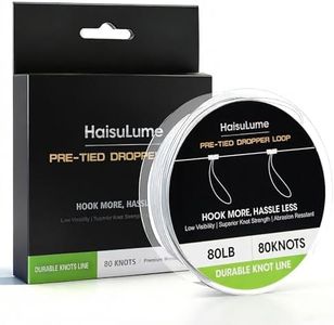 Pre-Tied Dropper Loop Knots Fishing Line, 80 Knots Monofilament Leader with 5.5" Loop Diameter & 18" Spacing, Saltwater & Freshwater Fishing Knots Line for Sea Bass, Snapper, Cod (80LB)