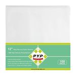 100-Pack 12-inch Vinyl Record Outer Sleeves - LP Album Covers, Clear Premium Polyethylene Vinyl Record Protector, 3 mil Thick, Wrinkle Free, Fit for Single and Double LP Storage