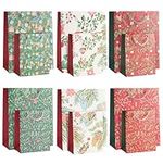 THE TWIDDLERS - 12 Gift Bags for Christmas with Sturdy Handles in Assorted Sizes & Floral Festive Xmas Designs, Christmas Gifts Bag Festive Floral Xmas Bag - 32cm x 26cm & 24 cm x 18 cm