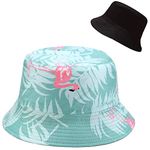 XYIYI Flamingo Green Bucket Hat Reversible Bucket Hat Beach Sun Fishing Hats for Women Teen Girls