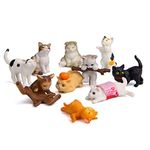 Beauy Girl 10 Pcs Deluxe Cat Figurines Playset, Cute Cat Figures, Mini Cat Figure Collection Playset, Cupcake Topper