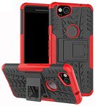 Glaslux Google Pixel 2, Back Cover, Premium Real Hybrid Shockproof Bumper Defender Cover, Kickstand Hybrid Desk Stand Back Case Cover for Google Pixel 2 - Red