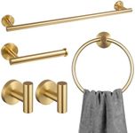 Lava Odoro 5-Piece Bronze Gold Bathroom Hardware Accessories Set, Gold Towel Bar Towel Holder Set Towel Rack Set Stainless Steel Wall Mounted, 23.6 Inch