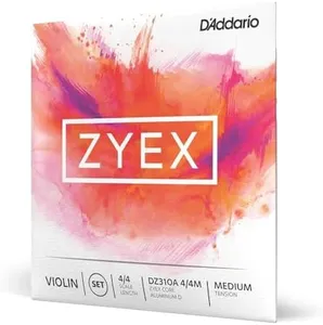 D'Addario Zyex Violin String Set with Aluminum D, 4/4 Scale, Medium Tension