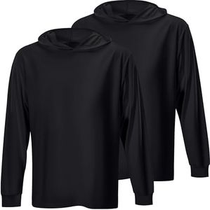 ProtectX 2-Pack Men High Visibility Lightweight Long Sleeve Hoodie, UPF 50+ Sun Protection T Shirts, SPF Outdoor UV Shirt, Black - 4X Large