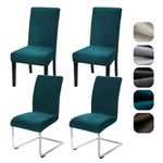 Alishomtll Dining Chair Covers Set of 4 Stretch Velvet Chair Covers for Dining Chairs Elastic Removable Chair Slipcovers Reusable Washable Chair Protector for Hotel Banquet Ceremony (Turquoise, 4pcs)