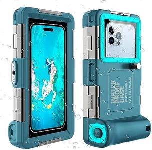 Underwater Snorkeling Diving Phone Case for iPhone 15/14/13/12/11 Pro Max/XR/XS/X Samsung Galaxy S24/S23/S22/S21, Professional Scuba Dive Waterproof Case Underwater Photo & Video Housing (Teal-Blue)