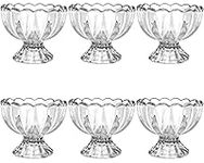 Lawei 6 Pack Glass Dessert Bowls - 5 Oz Glass Ice Cream Cups Mini Trifle Footed Dessert Bowls for Dessert, Sundae, Ice Cream, Salad, Cocktail, Condiment, Trifle