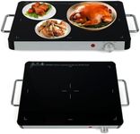 TANGZON Electric Food Warming Tray, Large Hot Plate Buffet Server with Adjustable Temperature, Cool Touch Handles & Non-Slip Feet, Tempered Glass Plate Chafer Warmer for Event Party (53x40cm)