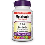 Webber Naturals Melatonin 5 mg Extra Strength, 60 Quick Dissolve Tablets, For Sleep Support, Vegetarian