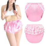 LittleForBig Washable Reusable Waterproof Ruffled Lace Bow Stain Over Adult Diaper Wrap Cover XXL