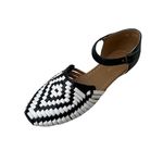 Sandals women Huarache Sandal Colorful Leather Mexican Style Color White with Black 2150, White With Black Color, 7 UK