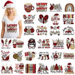 Perthlin 30 Pcs Christmas Iron on Transfers Xmas Iron on Decals Patches Appliques Heat Transfers Vinyl Cute Christmas Decals for Clothes Bag Pillow Covers DIY Decorations (Plaid Style)