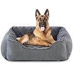 MIXJOY Extra Large Dog Bed Washable Grey Pet Bed(89x64x23cm)- Calming Dog Bed Soft Fleece Plush Puppy Bed with Slip-Resistant Bottom, Square Breathable Dog Sofa for Corgi, Chihuahua, Springer Spaniel