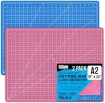 U.S. Art Supply - Pack of 2-18" x 24" Pink/Blue Professional Self Healing 5-Ply Double Sided Durable Non-Slip Cutting Mat Great for Scrapbooking, Quilting, Sewing, Arts & Crafts