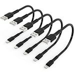 1ft iPhone Charger Cord Short, 5 Pack USB A to Lightning Cable Compatible with Apple iPhone 13 12 11 Pro Max Xs Xr X 8 7 6 Plus 5 SE, iPad Air/Mini, Charging Stations -Black