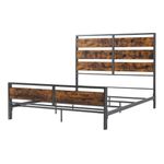 Walker Edison Furniture Company Plank Metal Queen Size Bed Frame Bedroom, Brown Reclaimed Wood