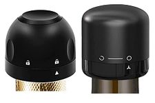 YANCI® 1 Pcs Champagne and 1 Piece Wine Stoppers, 2 Styles Reusable Sparkling Wine Bottle Stopper Saver Silicone Sealed Sparkling Preserver Cap with Rotate Lock for Keep Liquor Fresh, Black, Pack of 2